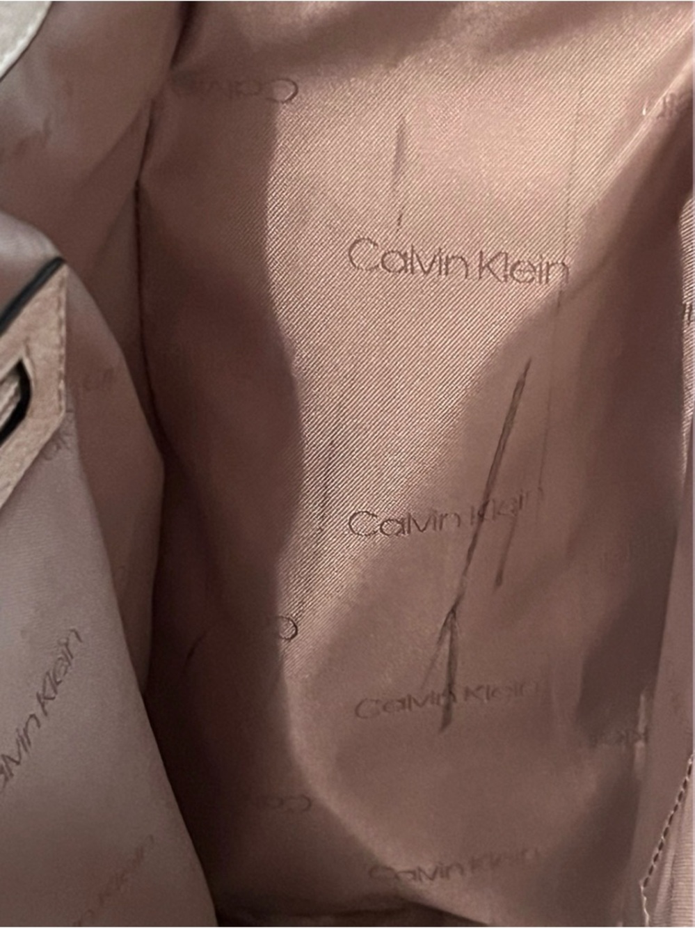 Calvin Klein Cream Tote Bag Gold Hardware Large Shoulder Bag Multi Pocket - Picture 8 of 11